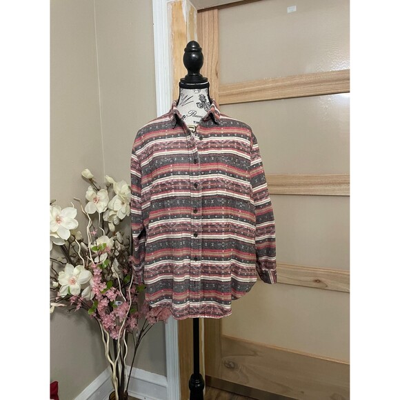 Angie Fall Autumn Colors Button Up Women Shirt Heavy Fabric sz Small Collared - Picture 1 of 6